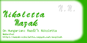 nikoletta mazak business card